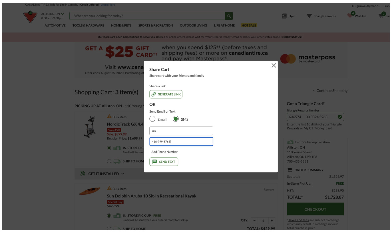 Shared Cart Modal